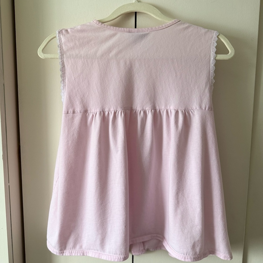 Vintage CottageCore Pajama Set Pink Embroidered Lace Bow Ribbon Coquette - Picture 6 of 8